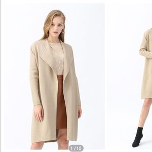 CLASSY OPEN FRONT KNIT COAT IN LIGHT TAN
